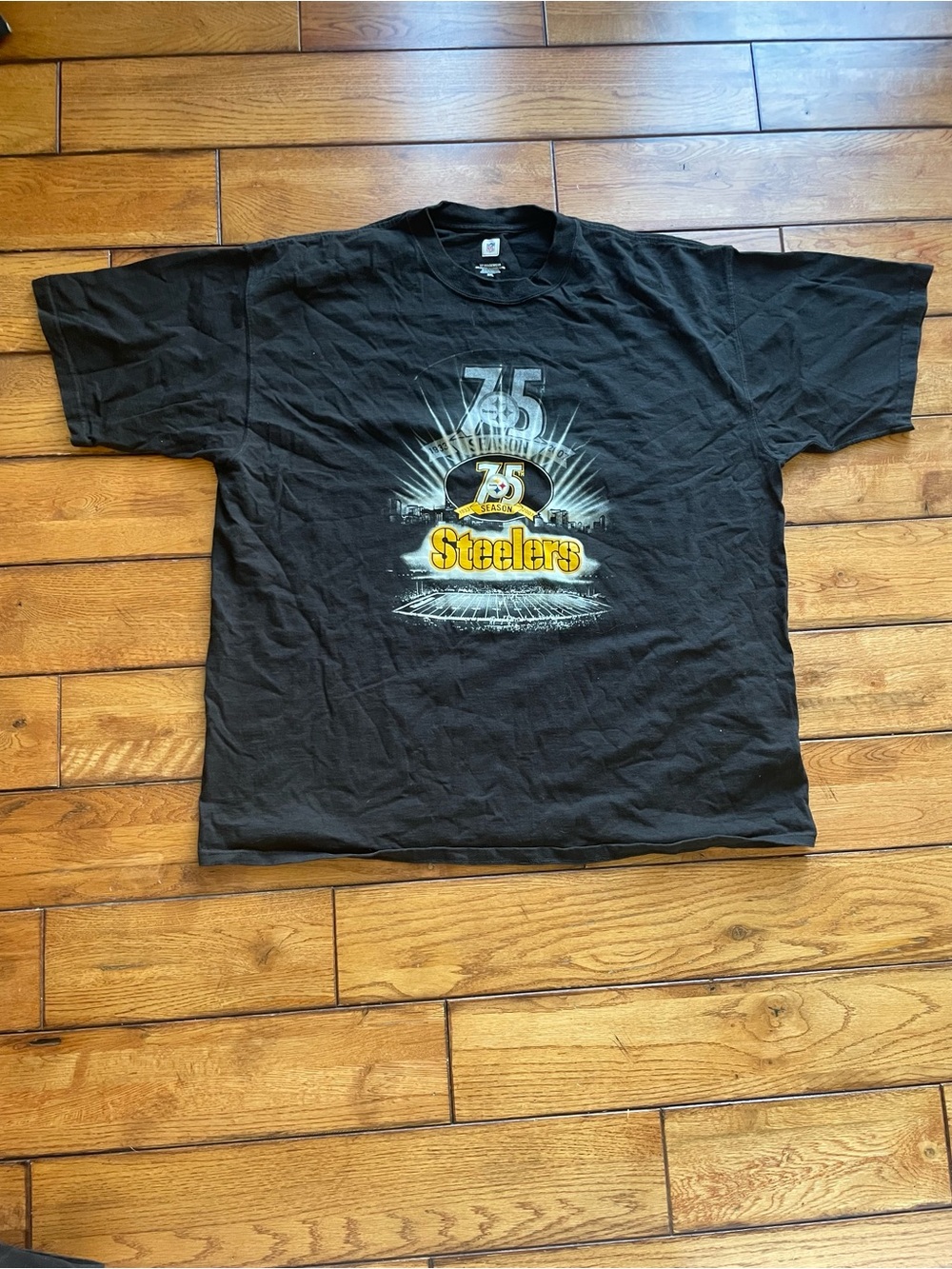 Pittsburgh Steelers 75 Seasons Commemorative Black Graphic Tee